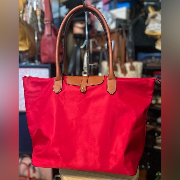 Handbags - NWOT Red Vinyl & Vegan Leather Large Capacity Tote Bag​